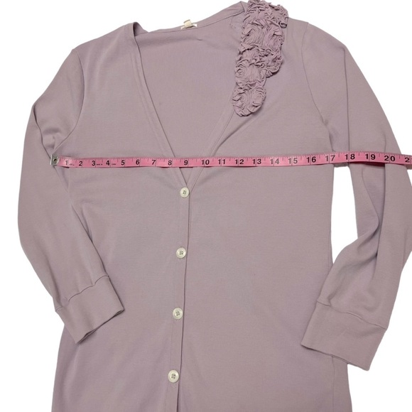 J Crew Lilac Flower Embellished Long Sleeve Button Front Cardigan Sz M - Picture 7 of 8